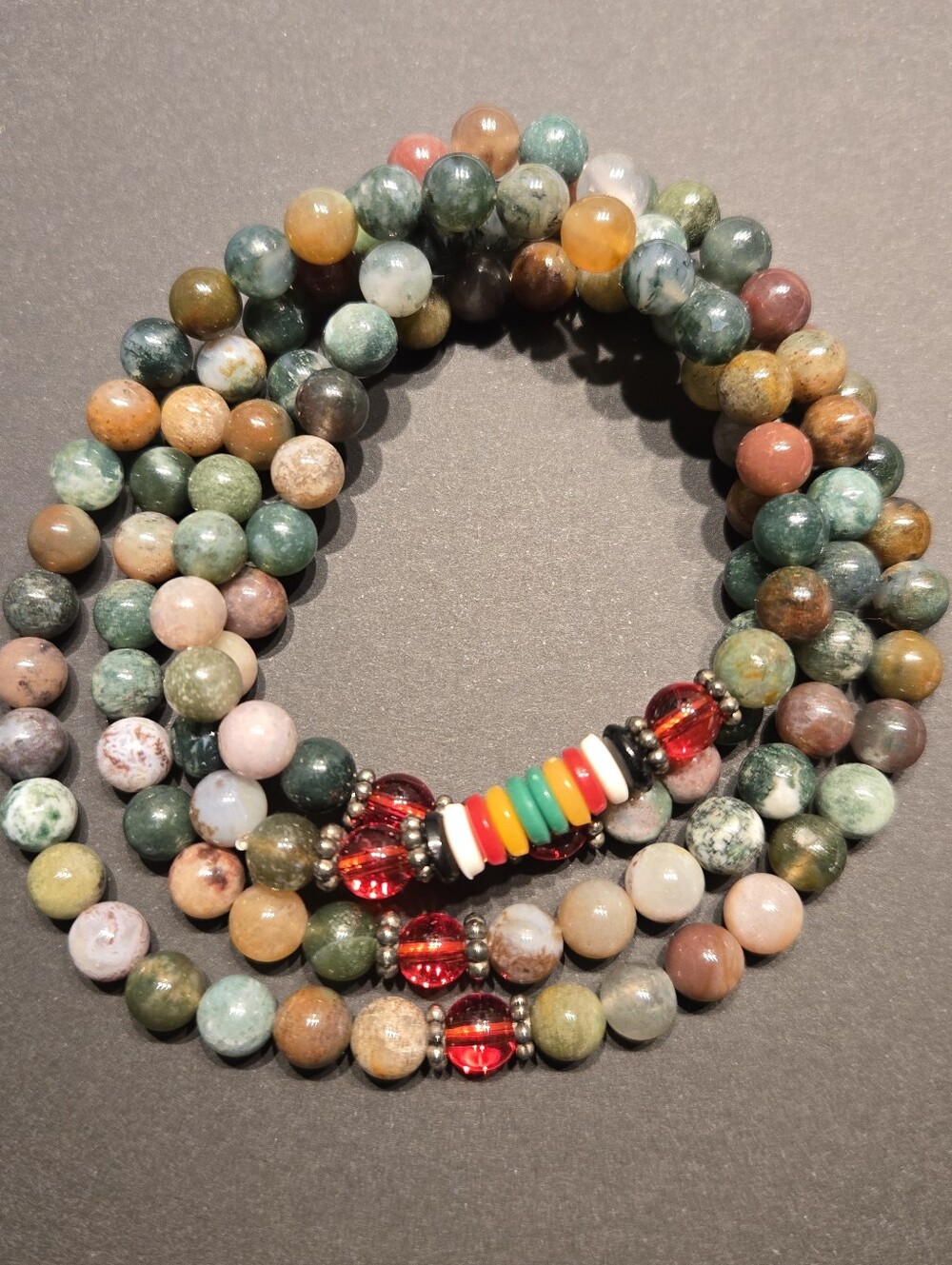NEW Multicolor Indian Agate Beaded Stretch Bracelet Necklace